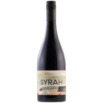 Wine bottle labeled 'Syrah' on a white background