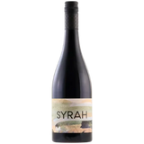 Wine bottle labeled 'Syrah' on a white background