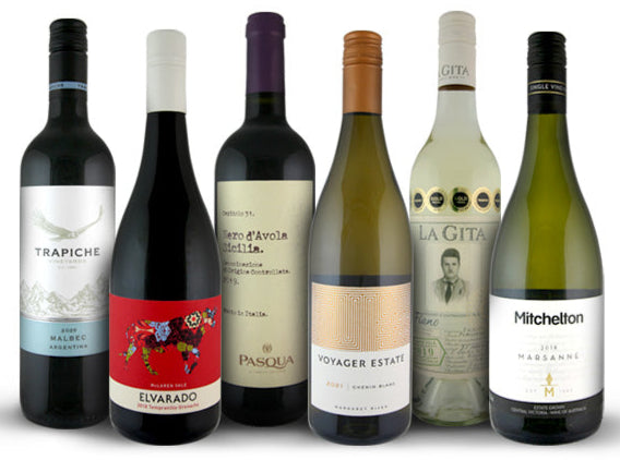 A selection of alternative six wine pack – assorted red and white wines