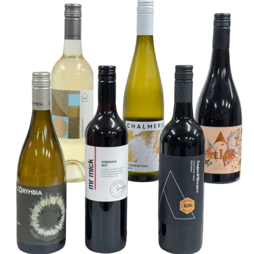 Collection of wine bottles with various labels on a white background