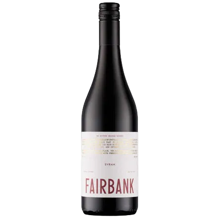 Wine bottle with 'Fairbank' label on a white background