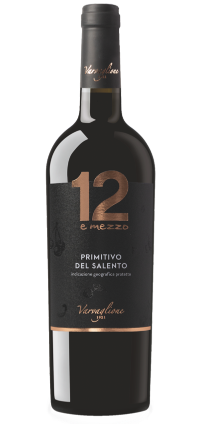 Varvaglione 12 e Mezzo Primitivo del Salento red wine bottle, full-bodied Italian red from Puglia