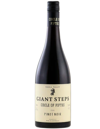 Bottle of Giant Steps Circle of Fifths Pinot Noir wine on a white background