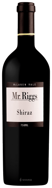 Bottle of Mr. Riggs Shiraz wine with a clear background
