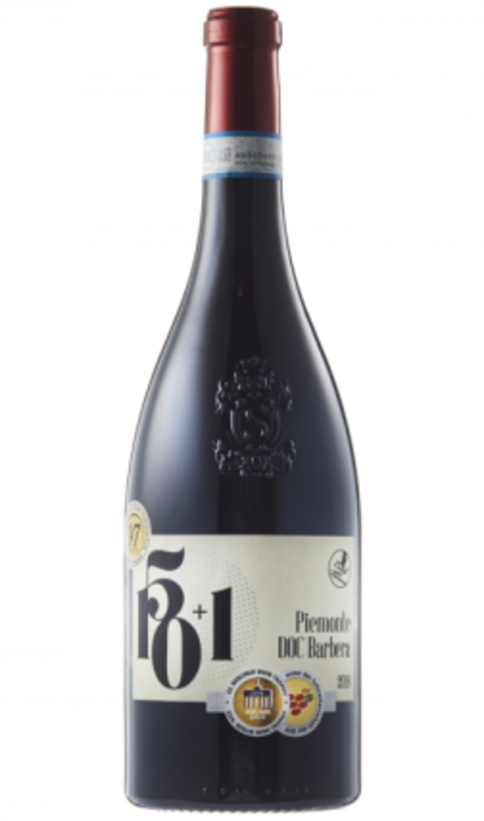 Casali del Barone Piemonte DOC Barbera red wine bottle, featuring its label and rich ruby color