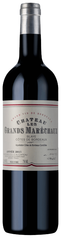 A bottle of Chateau les Grands Marechaux wine