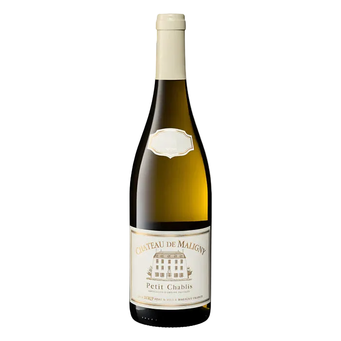 Wine bottle with a visible label on a white background