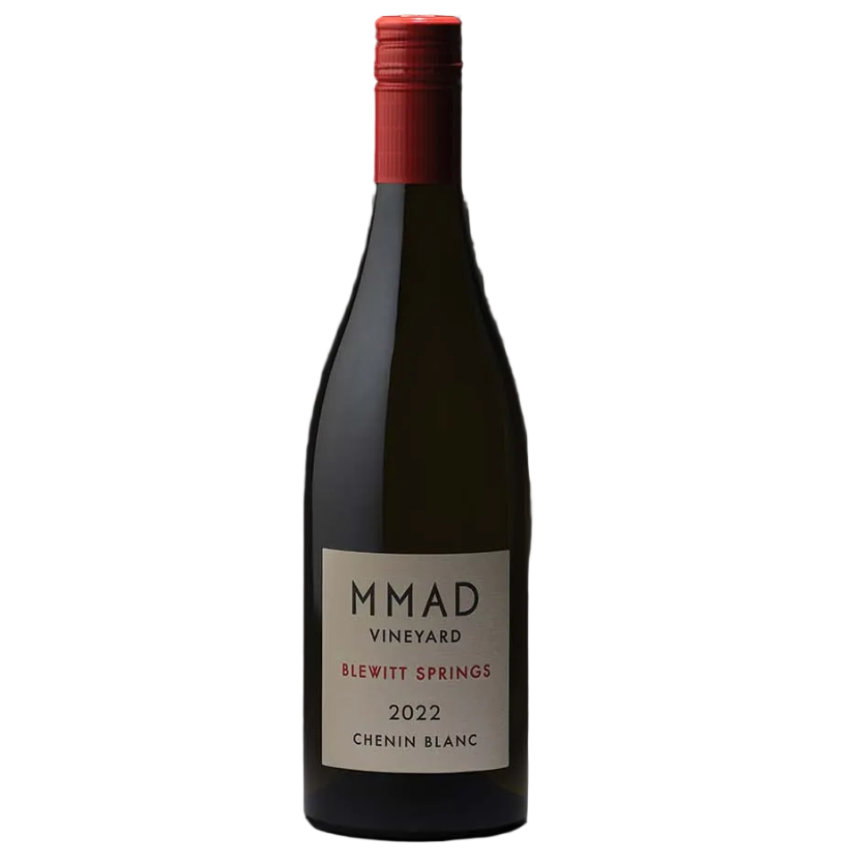 Wine bottle with red cap and visible label on a white background