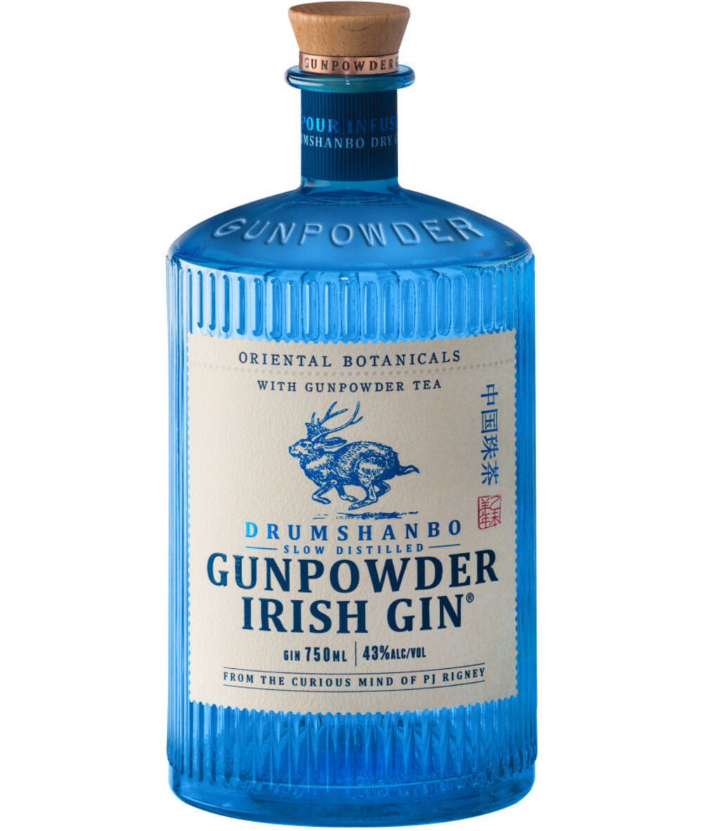 Drumshanbo Gunpowder Irish Gin, a premium small-batch gin with oriental botanicals and distinctive gunpowder tea infusion.
