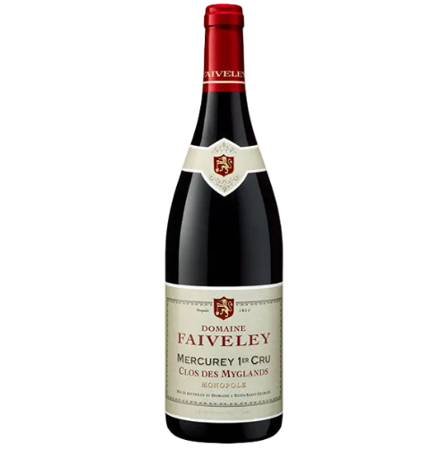 Red wine bottle with a visible label on a white background