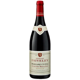 Red wine bottle with a visible label on a white background