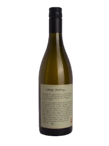 Wine bottle with a label on a white background