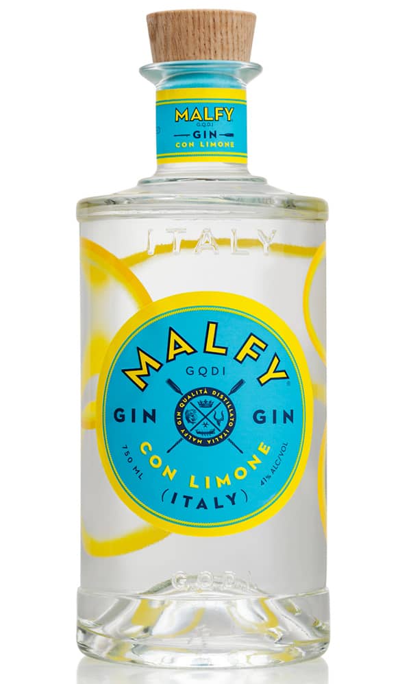 Malfy Gin Con Limone bottle, showcasing Italian lemon-infused gin