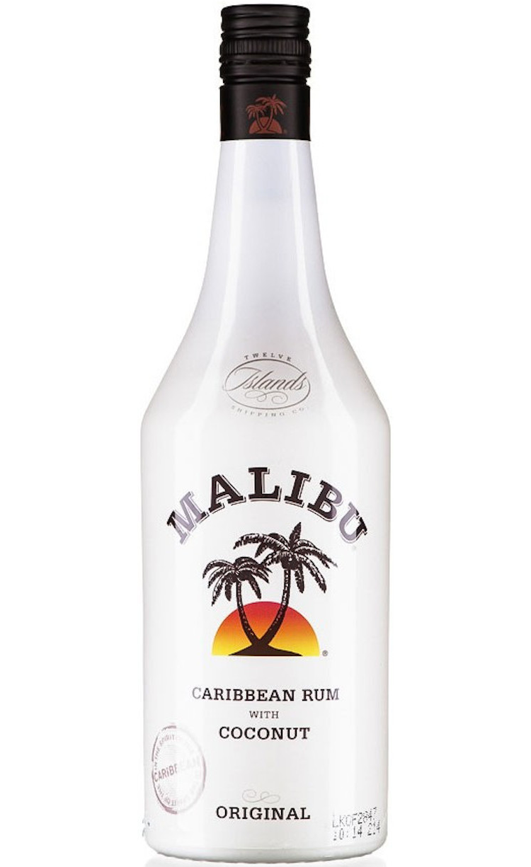 Malibu Caribbean Coconut Rum, a smooth and refreshing rum infused with natural coconut flavor, perfect for tropical cocktails.