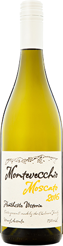 Montevecchio Moscato Wine 2016 Heathcote Victoria, a sweet Australian white wine with fragrant floral notes and luscious fruity flavors.