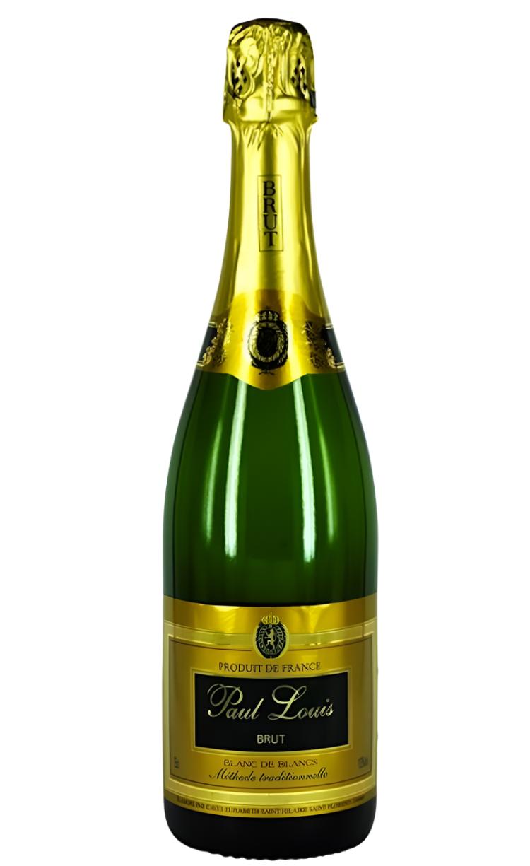 Paul Louis Blanc de Blancs Brut sparkling wine bottle, French Method Traditionelle from Loire Valley, France