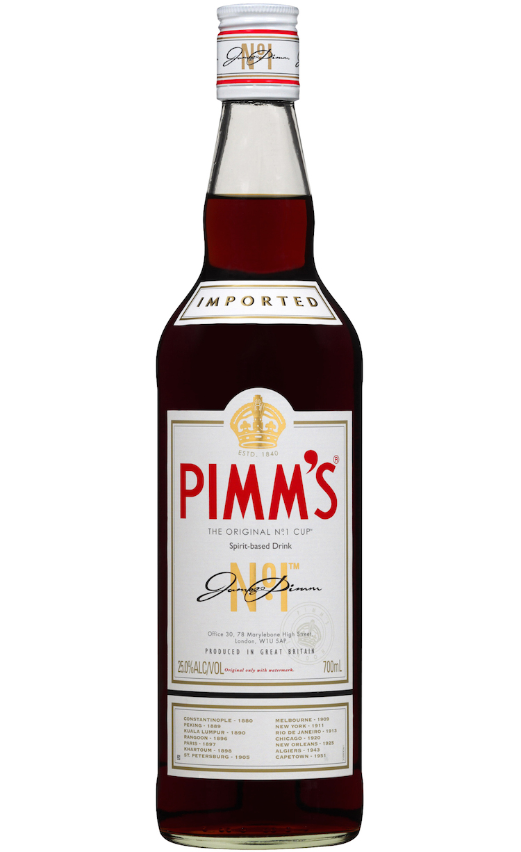 Pimm's Gin, a classic fruity and herbal gin-based liqueur, perfect for refreshing summer cocktails.