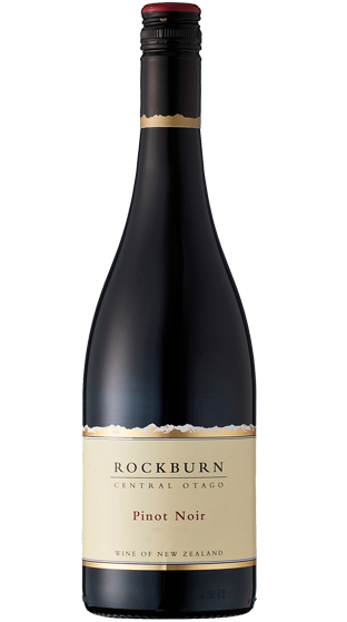 Rockburn Central Otago Pinot Noir wine bottle with gold label and black foil