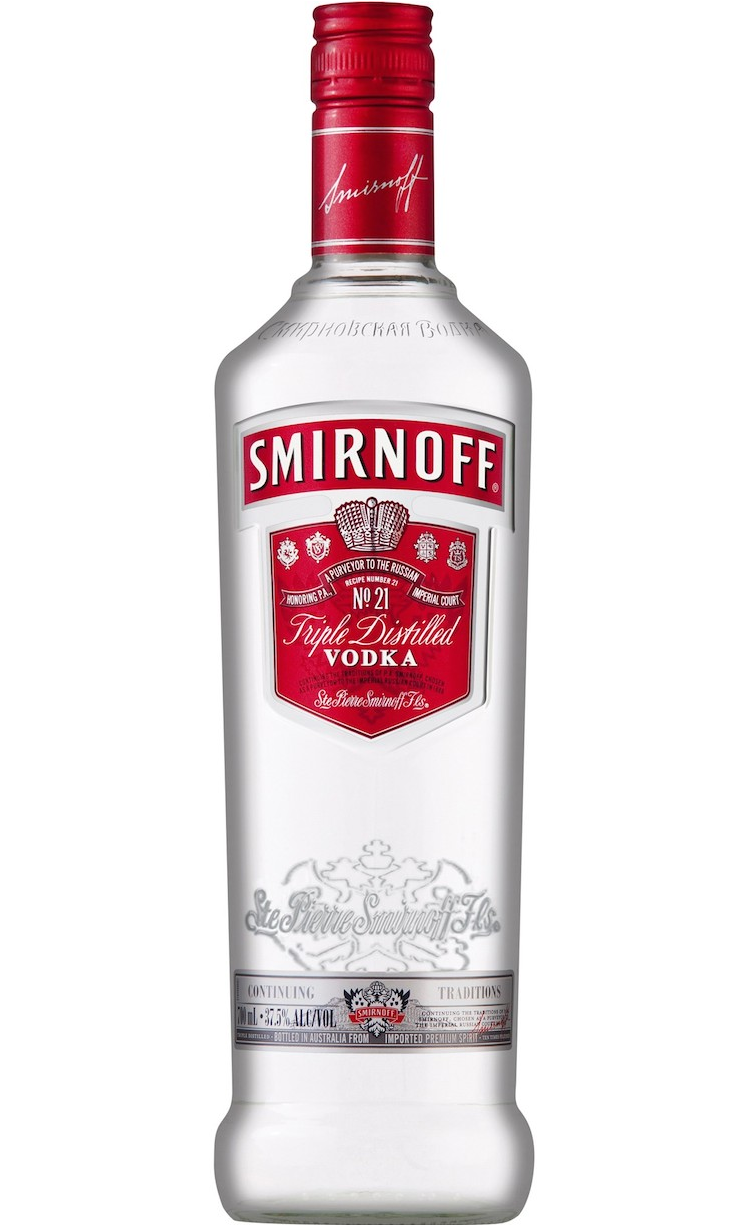 Smirnoff Vodka, a world-renowned triple-distilled vodka with a clean, smooth taste, perfect for cocktails and mixed drinks.