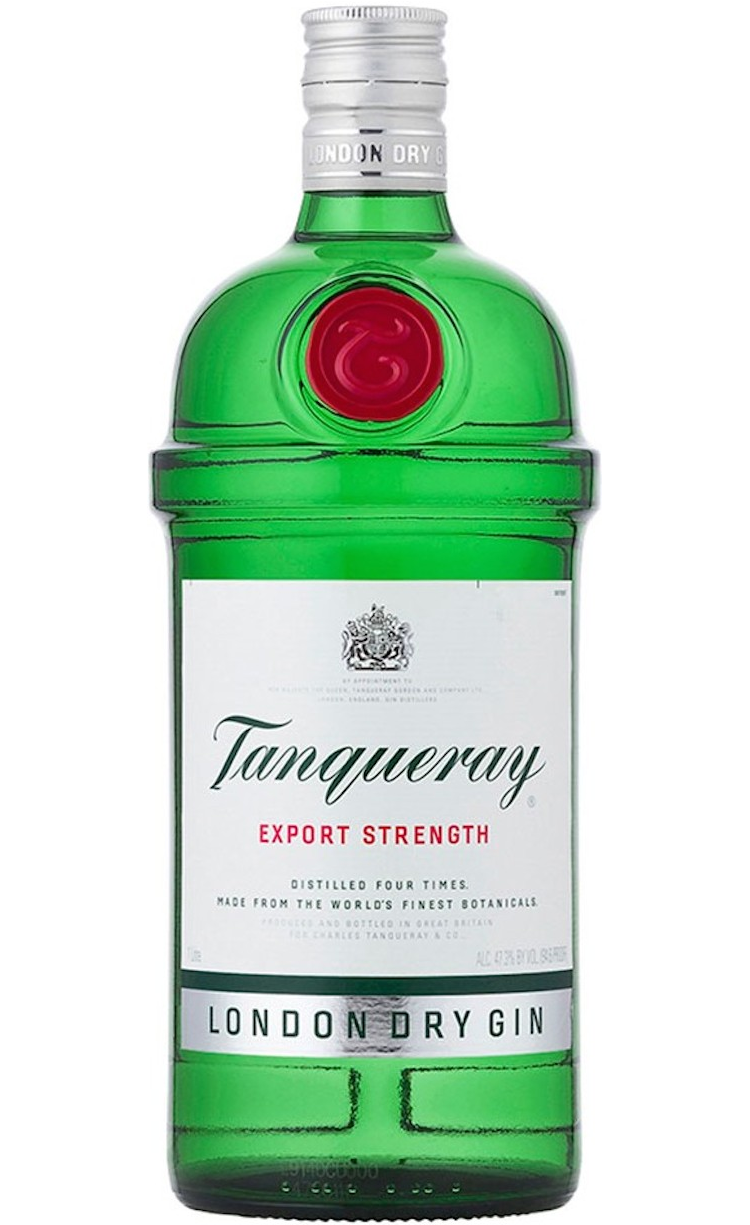 Tanqueray London Dry Gin, a classic gin with juniper-forward flavor and balanced botanicals, ideal for timeless cocktails.