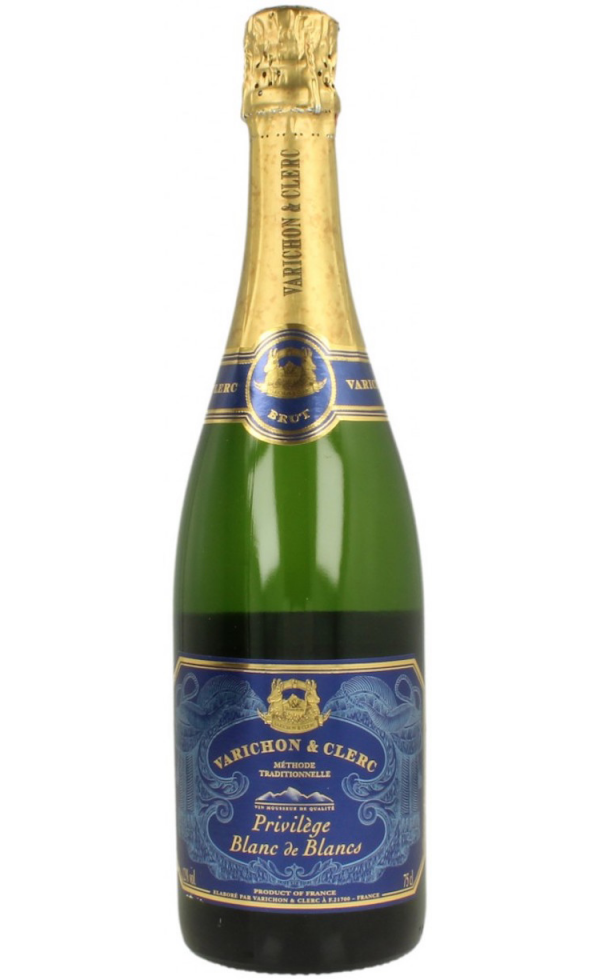 A bottle of Varichon & Clerc Blanc de Blancs sparkling wine